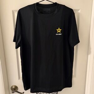 US Army PT Shirt Mens Large Black Micro Fiber Performance Training T-Shirt USA